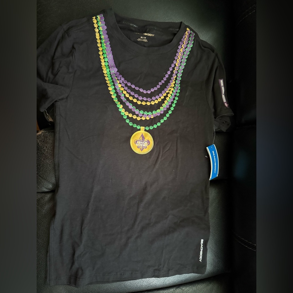 Beachbody Summit Shirt Black XS NWT New Orleans Mardi Gras short sleeve tee NOLA